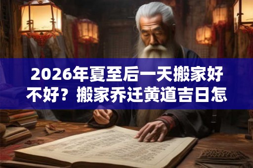 2026年夏至后一天搬家好不好？搬家乔迁黄道吉日怎么看？