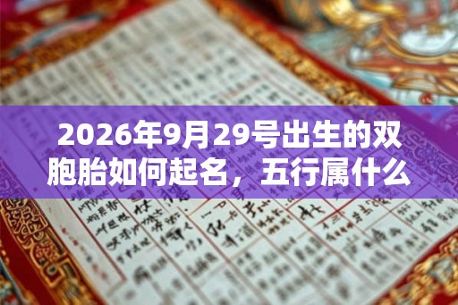 2026年9月29号出生的双胞胎如何起名，五行属什么