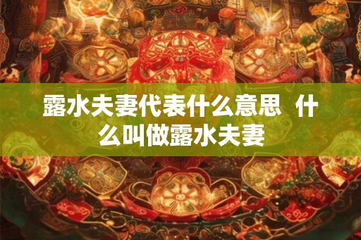 露水夫妻代表什么意思  什么叫做露水夫妻