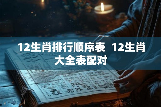 12生肖排行顺序表  12生肖大全表配对