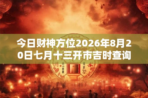 今日财神方位2026年8月20日七月十三开市吉时查询