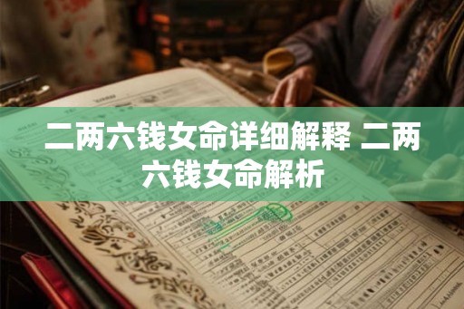 二两六钱女命详细解释 二两六钱女命解析