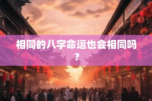 相同的八字命运也会相同吗？