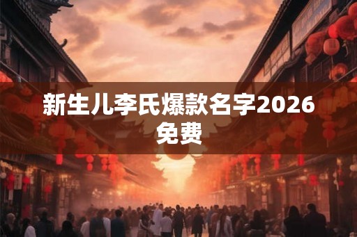 新生儿李氏爆款名字2026免费