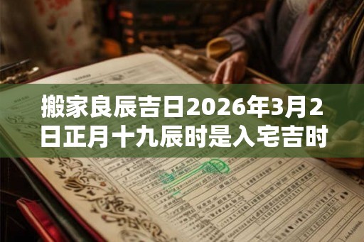 搬家良辰吉日2026年3月2日正月十九辰时是入宅吉时