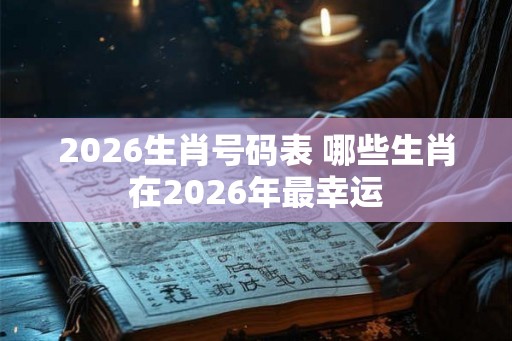 2026生肖号码表 哪些生肖在2026年最幸运