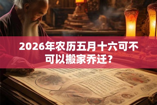 2026年农历五月十六可不可以搬家乔迁？