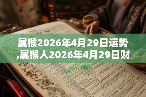 属猴2026年4月29日运势,属猴人2026年4月29日财运,生肖猴2026年4月29日运势