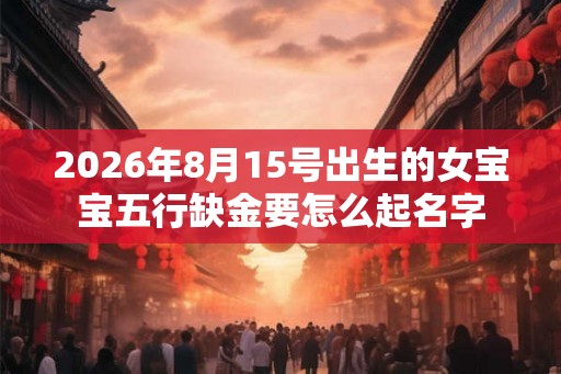 2026年8月15号出生的女宝宝五行缺金要怎么起名字