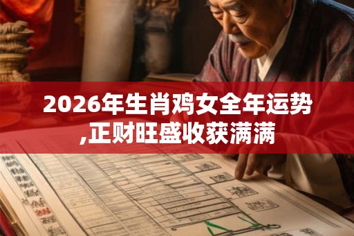 2026年生肖鸡女全年运势,正财旺盛收获满满
