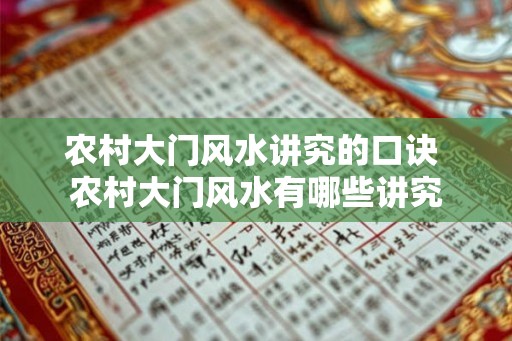 农村大门风水讲究的口诀 农村大门风水有哪些讲究