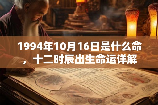 1994年10月16日是什么命，十二时辰出生命运详解