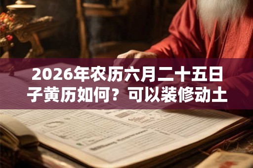 2026年农历六月二十五日子黄历如何？可以装修动土吗？