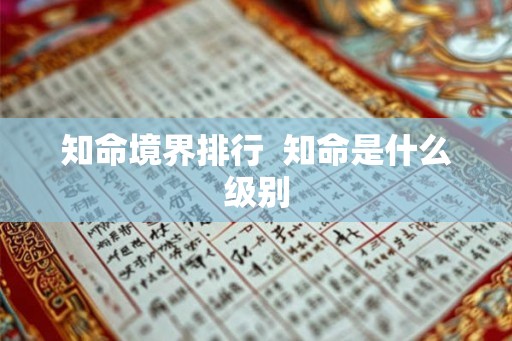 知命境界排行 知命是什么级别 知命境界排行 知命是什么级别
