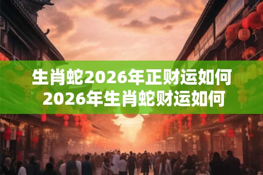 生肖蛇2026年正财运如何 2026年生肖蛇财运如何