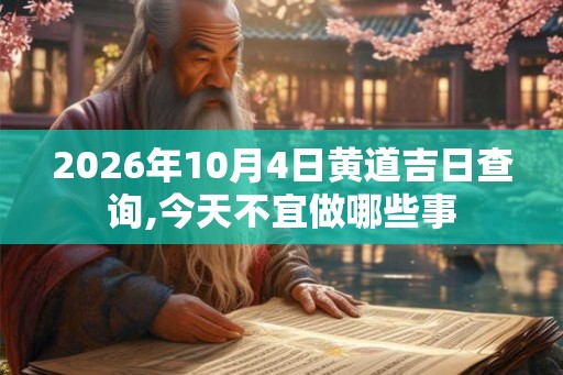 2026年10月4日黄道吉日查询,今天不宜做哪些事
