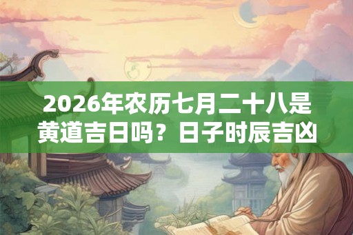 2026年农历七月二十八是黄道吉日吗？日子时辰吉凶？