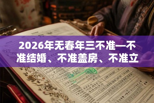 2026年无春年三不准—不准结婚、不准盖房、不准立碑