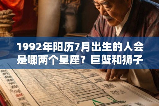 1992年阳历7月出生的人会是哪两个星座？巨蟹和狮子