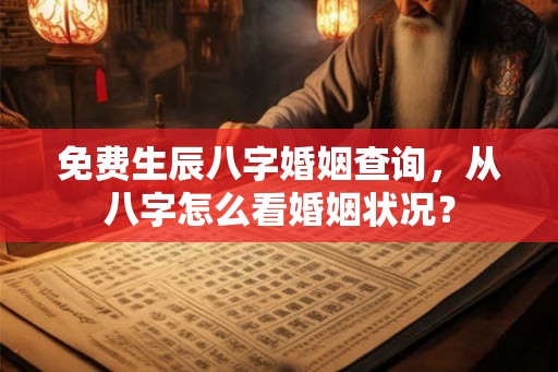 免费生辰八字婚姻查询，从八字怎么看婚姻状况？