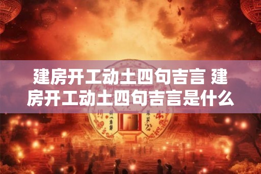 建房开工动土四句吉言 建房开工动土四句吉言是什么