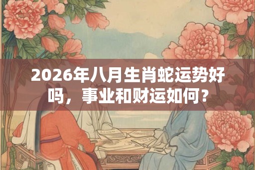 2026年八月生肖蛇运势好吗，事业和财运如何？