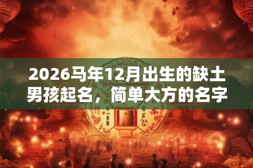 2026马年12月出生的缺土男孩起名，简单大方的名字