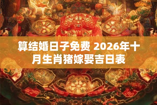 算结婚日子免费 2026年十月生肖猪嫁娶吉日表