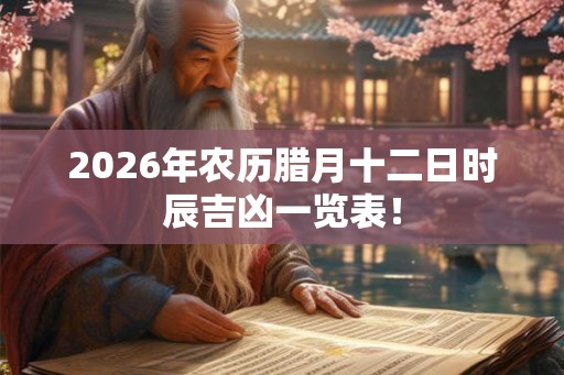 2026年农历腊月十二日时辰吉凶一览表! 2026年农历腊月十二日时辰吉凶一览表!