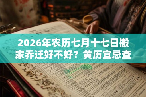 2026年农历七月十七日搬家乔迁好不好？黄历宜忌查询