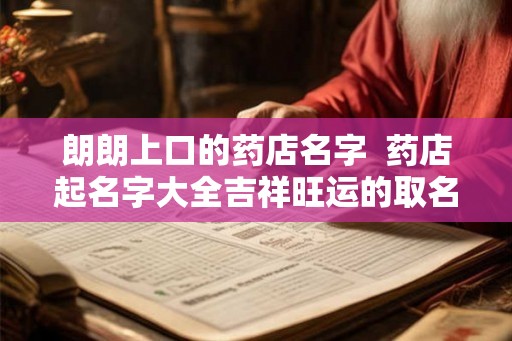 朗朗上口的药店名字  药店起名字大全吉祥旺运的取名