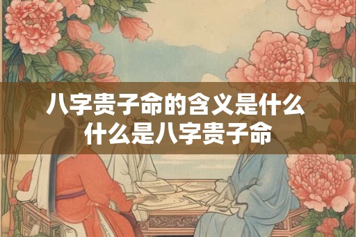 八字贵子命的含义是什么 什么是八字贵子命
