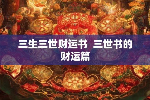 三生三世财运书  三世书的财运篇