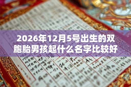 2026年12月5号出生的双胞胎男孩起什么名字比较好，五行属什么