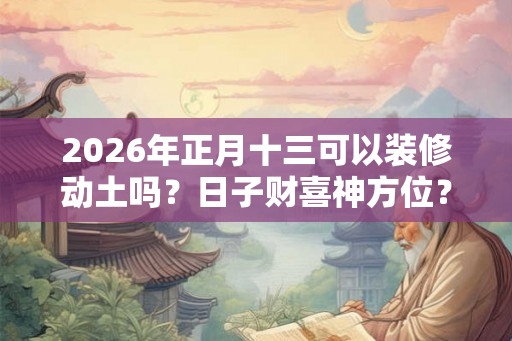 2026年正月十三可以装修动土吗？日子财喜神方位？