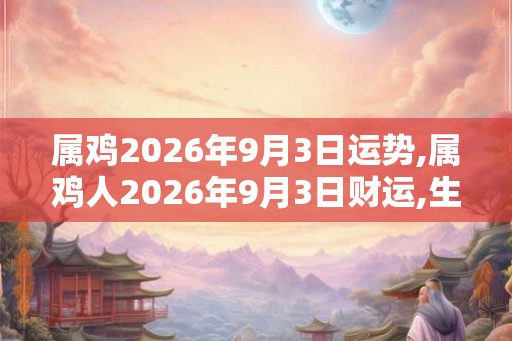 属鸡2026年9月3日运势,属鸡人2026年9月3日财运,生肖鸡2026年9月3日运势