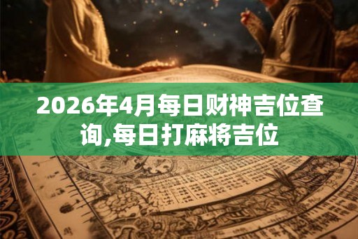 2026年4月每日财神吉位查询,每日打麻将吉位 2026年4月每日财神吉位查询,每日打麻将吉位