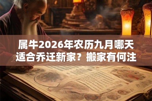 属牛2026年农历九月哪天适合乔迁新家？搬家有何注意事项？
