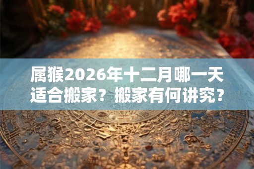 属猴2026年十二月哪一天适合搬家?搬家有何讲究? 属猴2026年十二月哪一天适合搬家?搬家有何讲究?