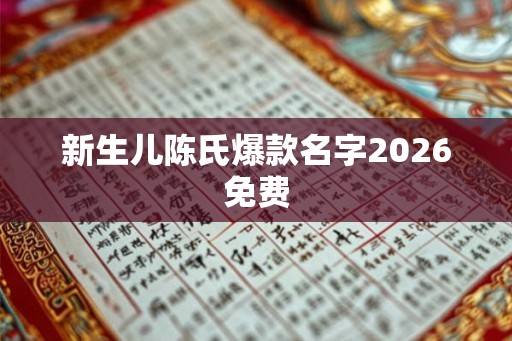 新生儿陈氏爆款名字2026免费 新生儿陈氏爆款名字2026免费