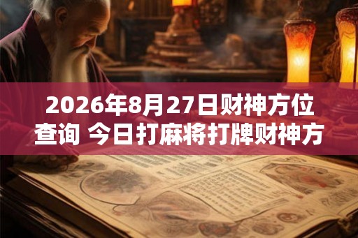 2026年8月27日财神方位查询 今日打麻将打牌财神方位