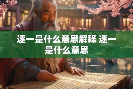 逐一是什么意思解释 逐一是什么意思