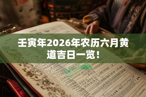 壬寅年2026年农历六月黄道吉日一览！