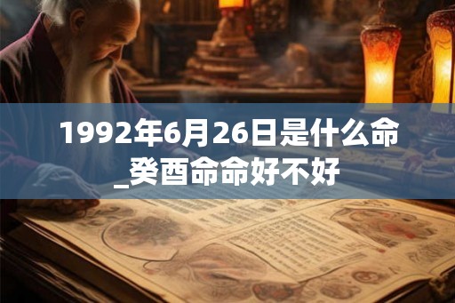 1992年6月26日是什么命_癸酉命命好不好