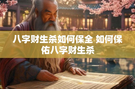 八字财生杀如何保全 如何保佑八字财生杀