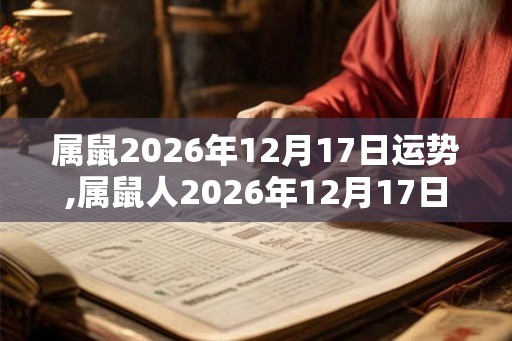 属鼠2026年12月17日运势,属鼠人2026年12月17日财运,生肖鼠2026年12月17日运势