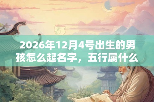 2026年12月4号出生的男孩怎么起名字，五行属什么