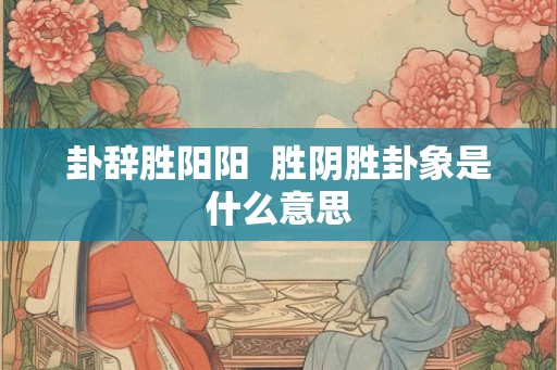 卦辞胜阳阳  胜阴胜卦象是什么意思