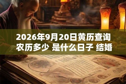 2026年9月20日黄历查询 农历多少 是什么日子 结婚吉时 2026年9月20日黄历查询 农历多少 是什么日子 结婚吉时