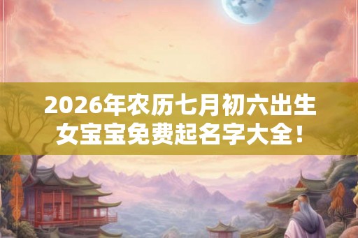 2026年农历七月初六出生女宝宝免费起名字大全！